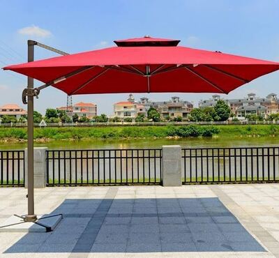 Executive Umbrella - Square (3x3) cantilever patio umbrella in red
