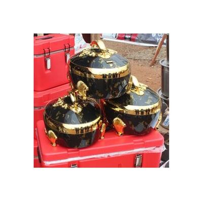 Black and gold marble insulated food warmer set