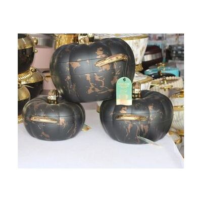 Black and gold marble pumpkin-shaped insulated food warmer set