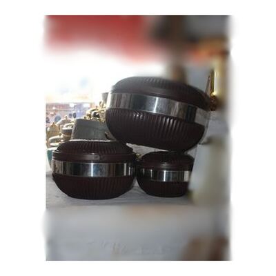 Brown ribbed insulated food warmer set, 3 sizes