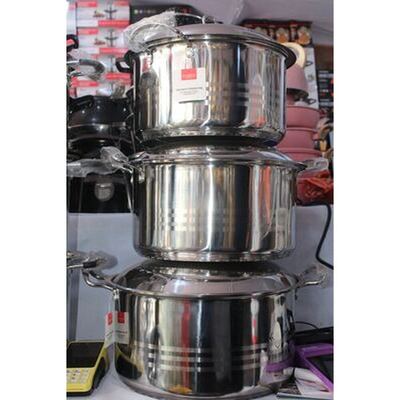 Stainless steel stock pot set, 3 pieces