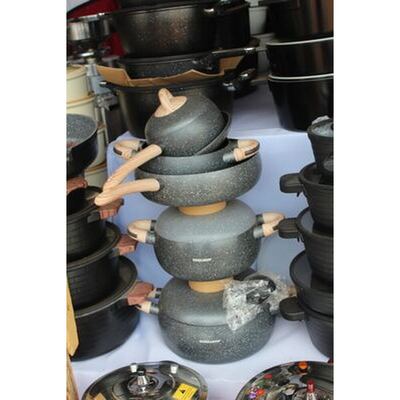 Grey granite non-stick cookware set