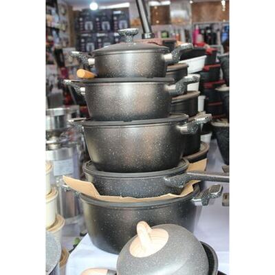 Brown granite non-stick cookware set
