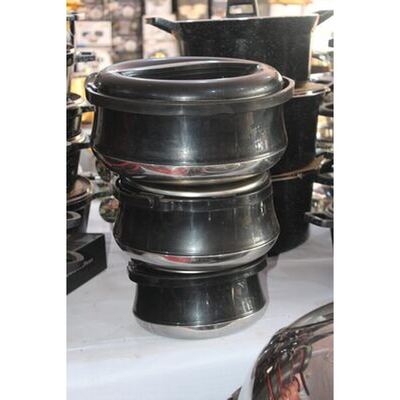 Black and stainless steel cooking pot set