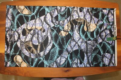 Vlisco Super-Wax Fabric - Black & Lilac Abstract